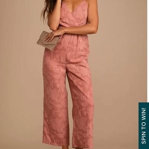 Lulus Days of Beauty Rusty Rose Burnout Floral Surplice Jumpsuit